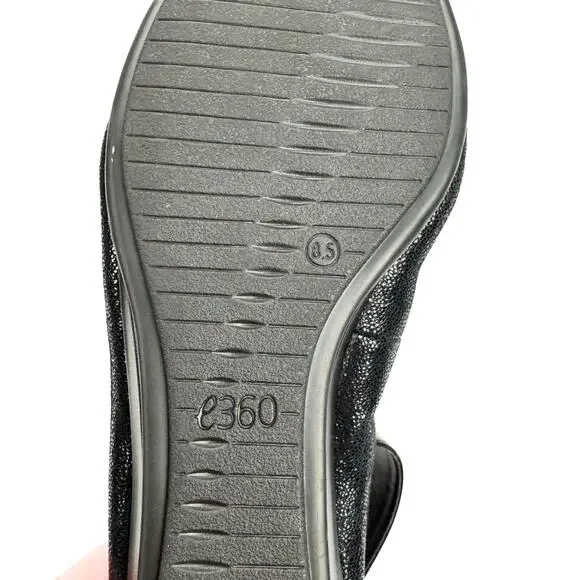 easyspirit e360 Glossy‎ Leather Stretch Pointed Toe Zip Wedge Low Heel 8.5 Wide - Picture 10 of 13